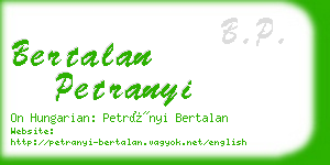 bertalan petranyi business card